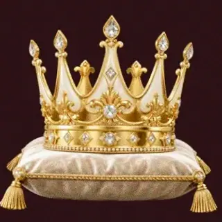 Gold crown on cushion — Vincispin